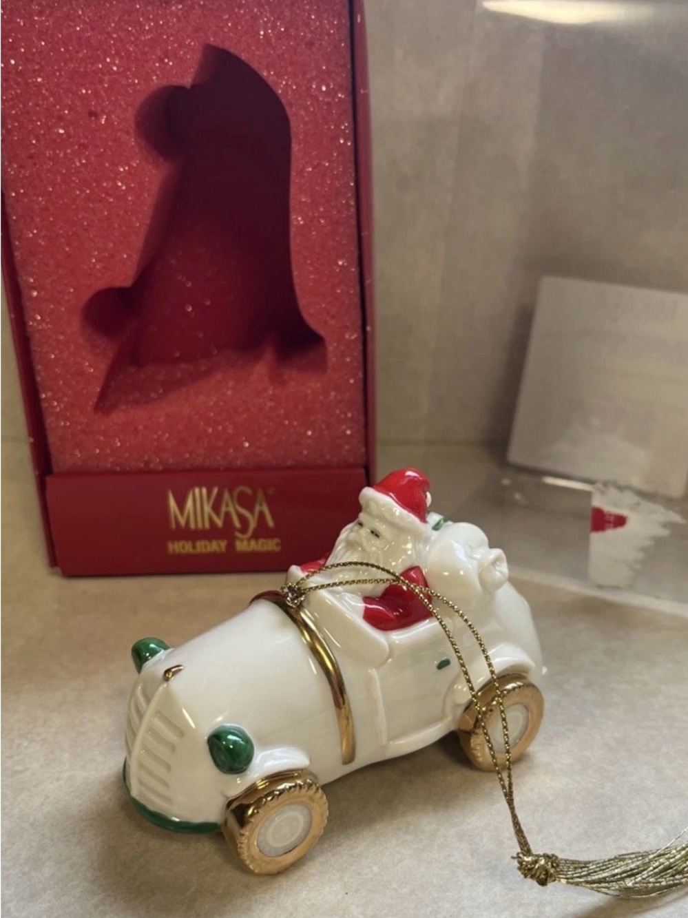 MIKASA Classic Holiday Magic Vintage Santa Christmas Tree Ornament New In Box